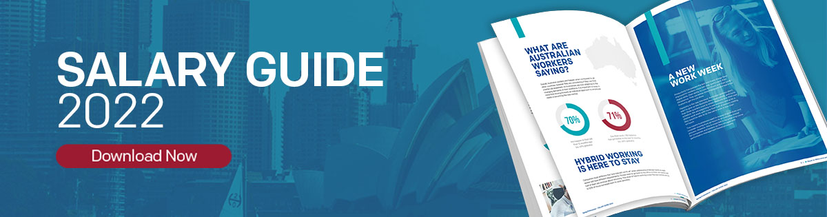 spring salary guide graphic with a download now button and image of the booklet